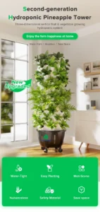 Pineapple hydroponic garden system with 64/80/96 holes for leafy greens and vining vegetables.