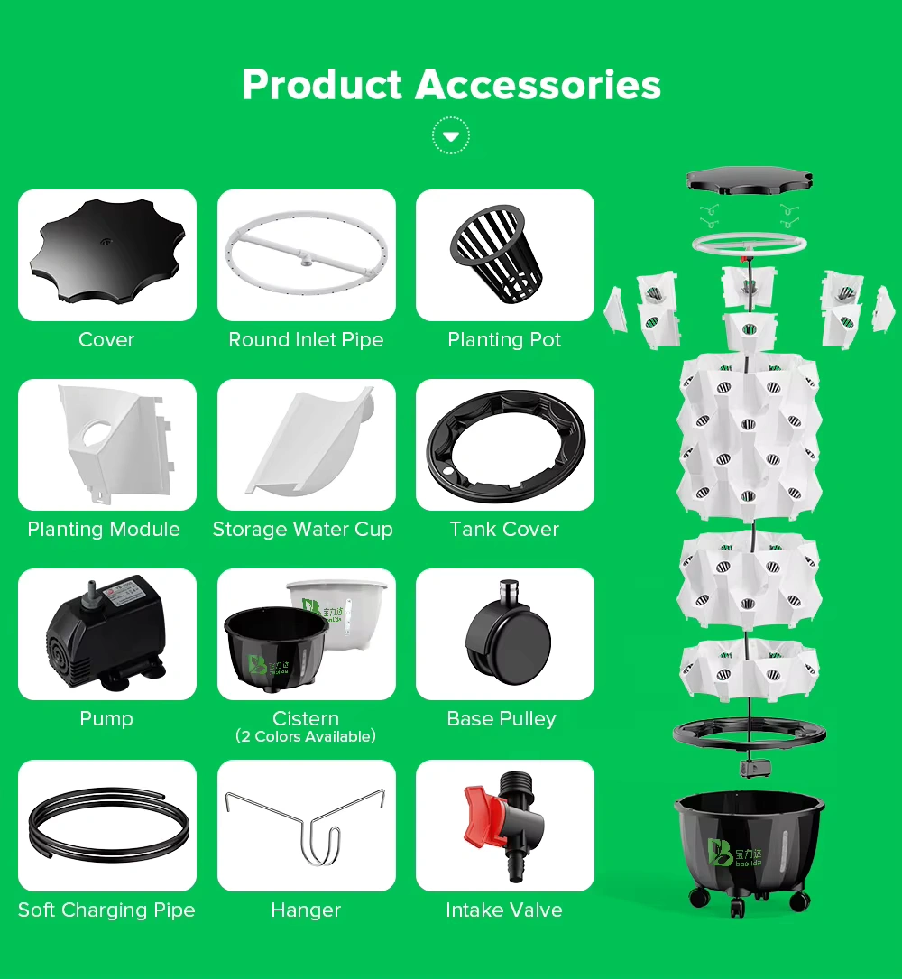 Pineapple hydroponic garden system with 64/80/96 holes for leafy greens and vining vegetables.