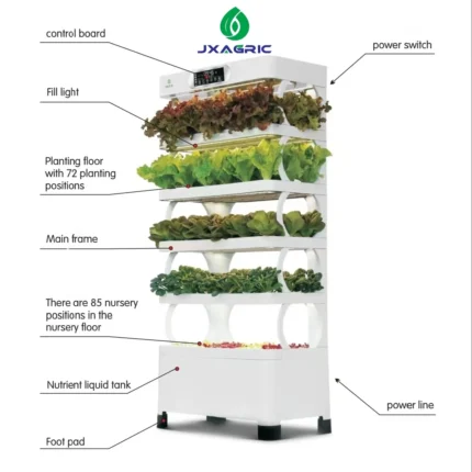 Smart cabinet multilayer hydroponic plant system with 72 planting holes for leafy greens and herbs.